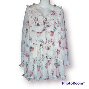 Always You And I Dress Floral Mini Fashion Nova Dress Cream Size XL